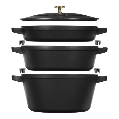 Staub 4PC Cast Iron Stackable Set - Matte Black