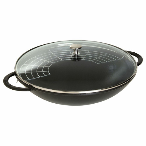 Staub Cast Iron 6 qt. Wok with Glass Lid Matte Black